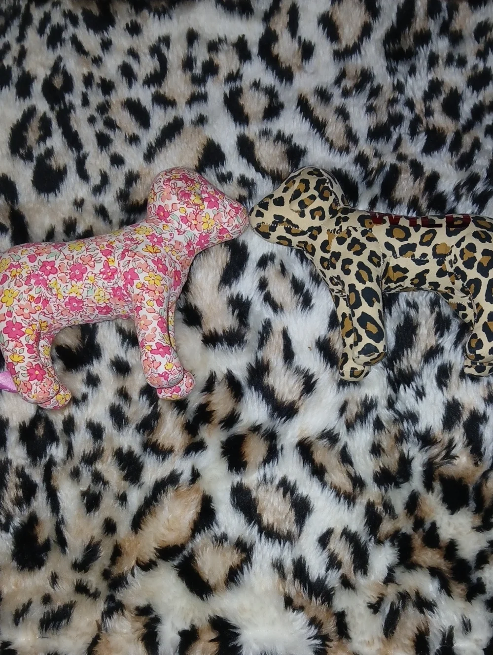 PINK Victoria's Secret Floral & Leopard Plush Dog Toys - Pink & Tan - Picture 1 of 4